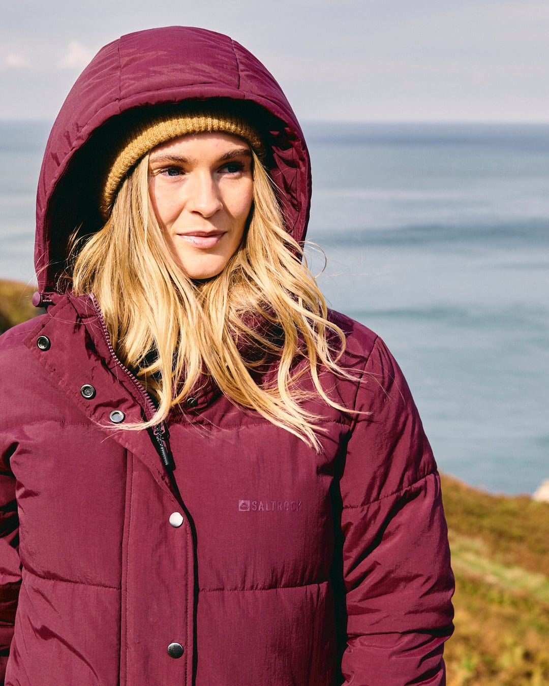 Burgundy padded jacket on sale