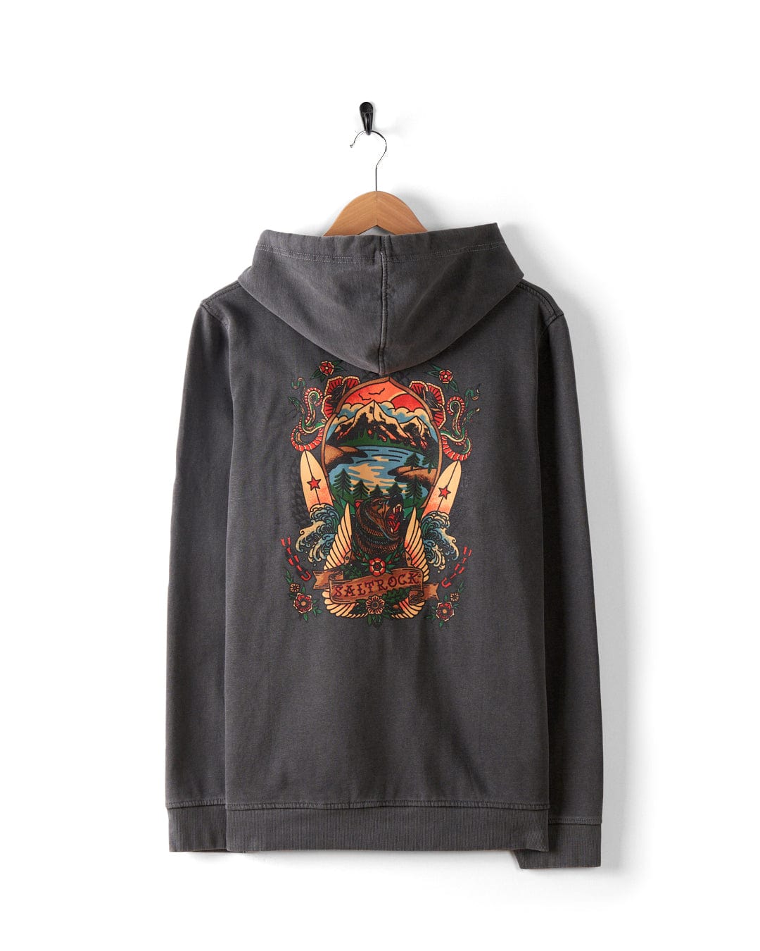 Tattoo Bear - Mens Pop Hoodie - Washed Black