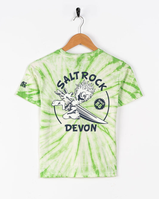 Wave Rider Devon - Kids Short Sleeve T-Shirt - Tie Dye Green