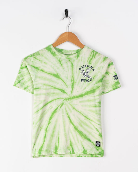 Wave Rider Devon - Kids Short Sleeve T-Shirt - Tie Dye Green