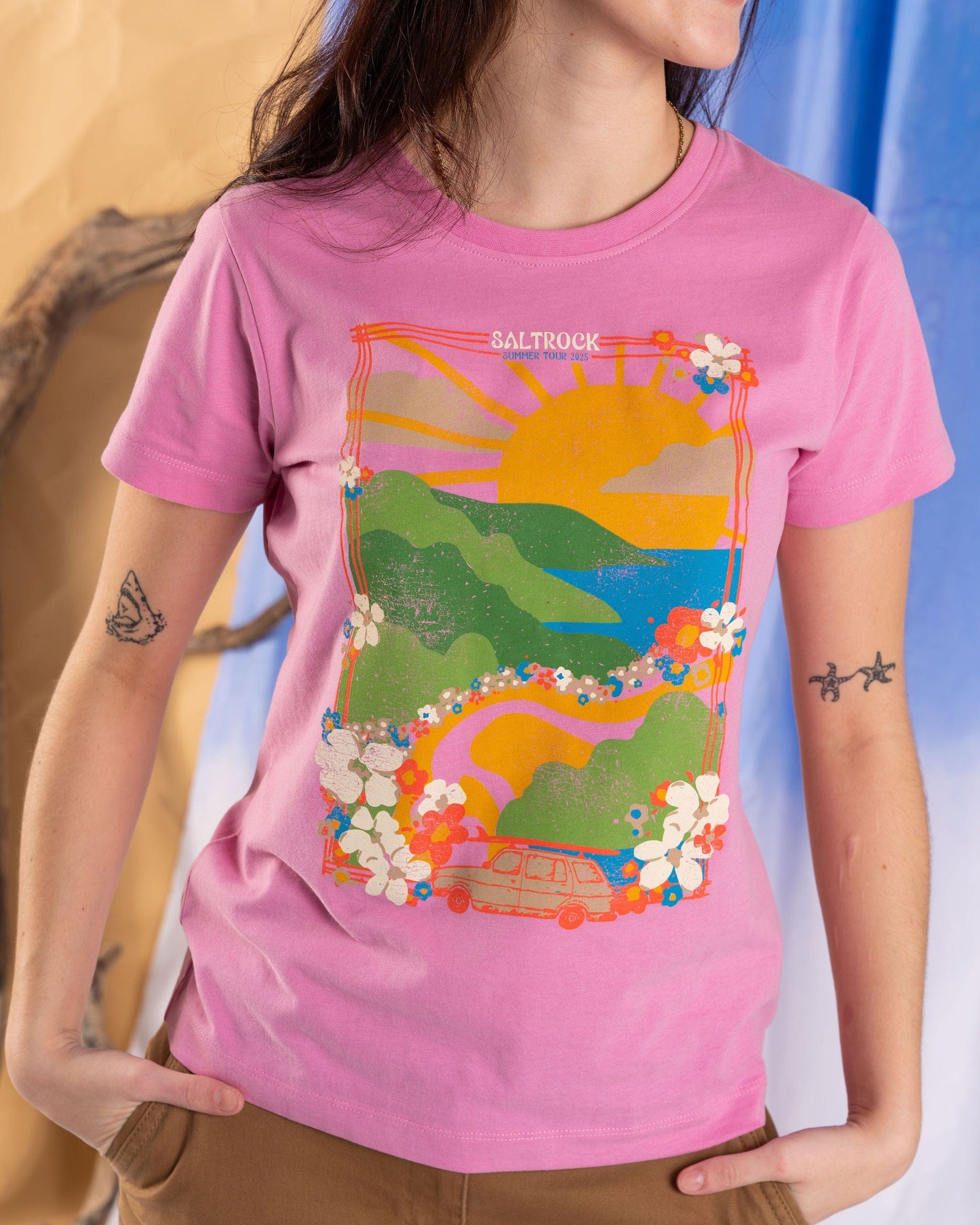 Highway - Womens Short Sleeve T-Shirt - Pink