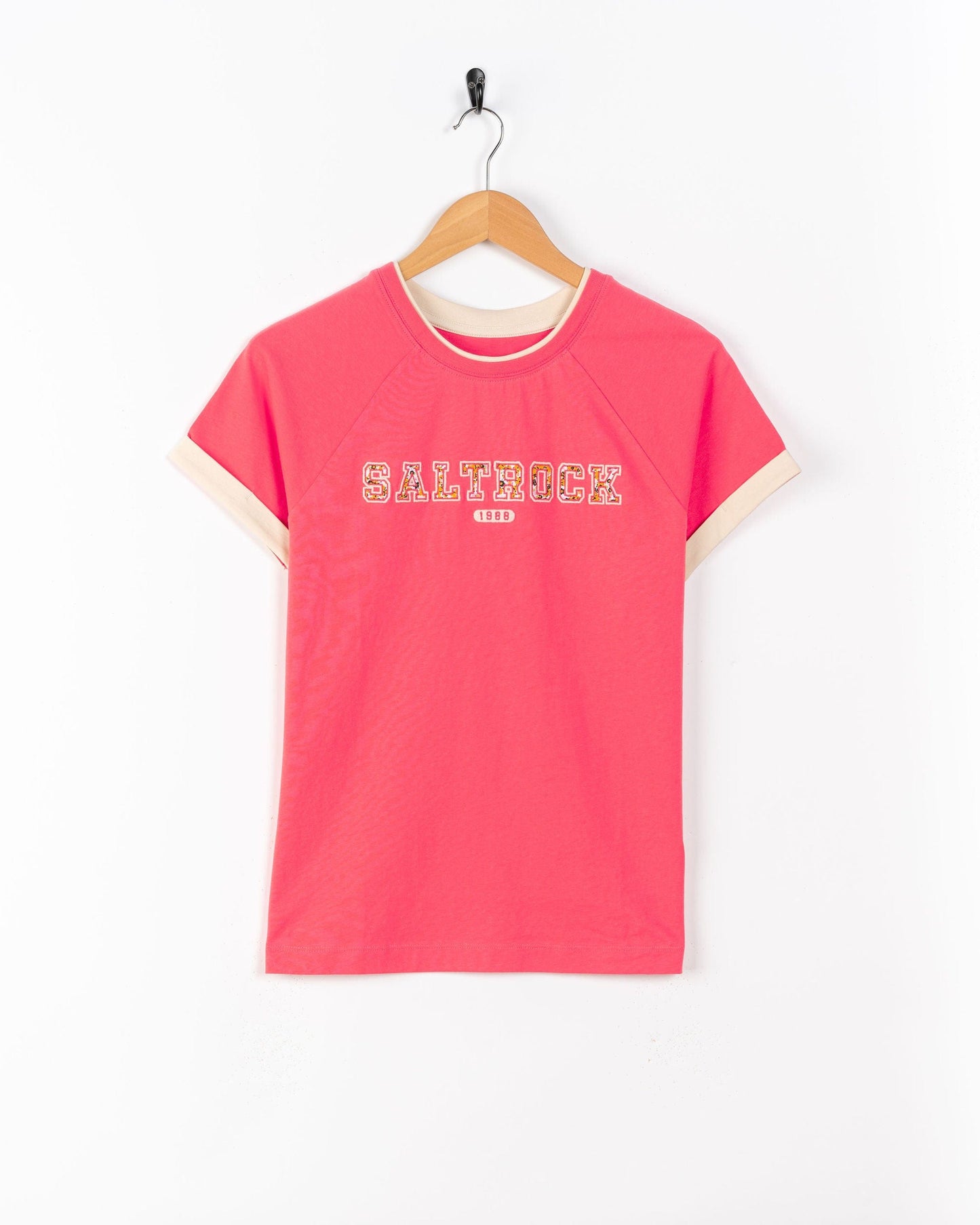 Campus Floral  - Womens Short Sleeve T-Shirt - Coral