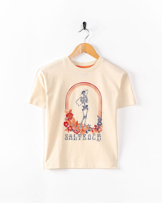 Floral Skelly - Kids Oversized T-Shirt - Cream