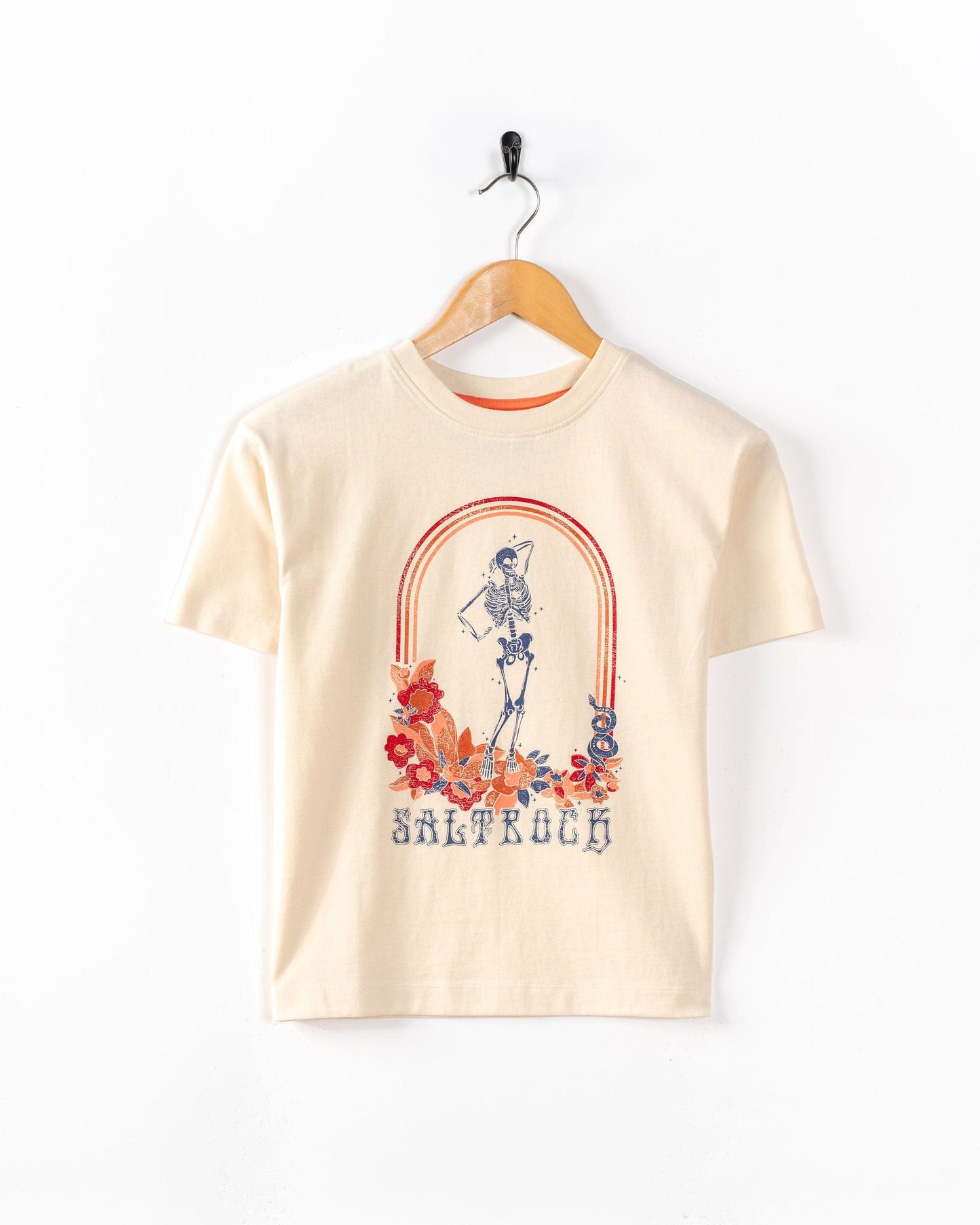 Floral Skelly - Kids Oversized T-Shirt - Cream