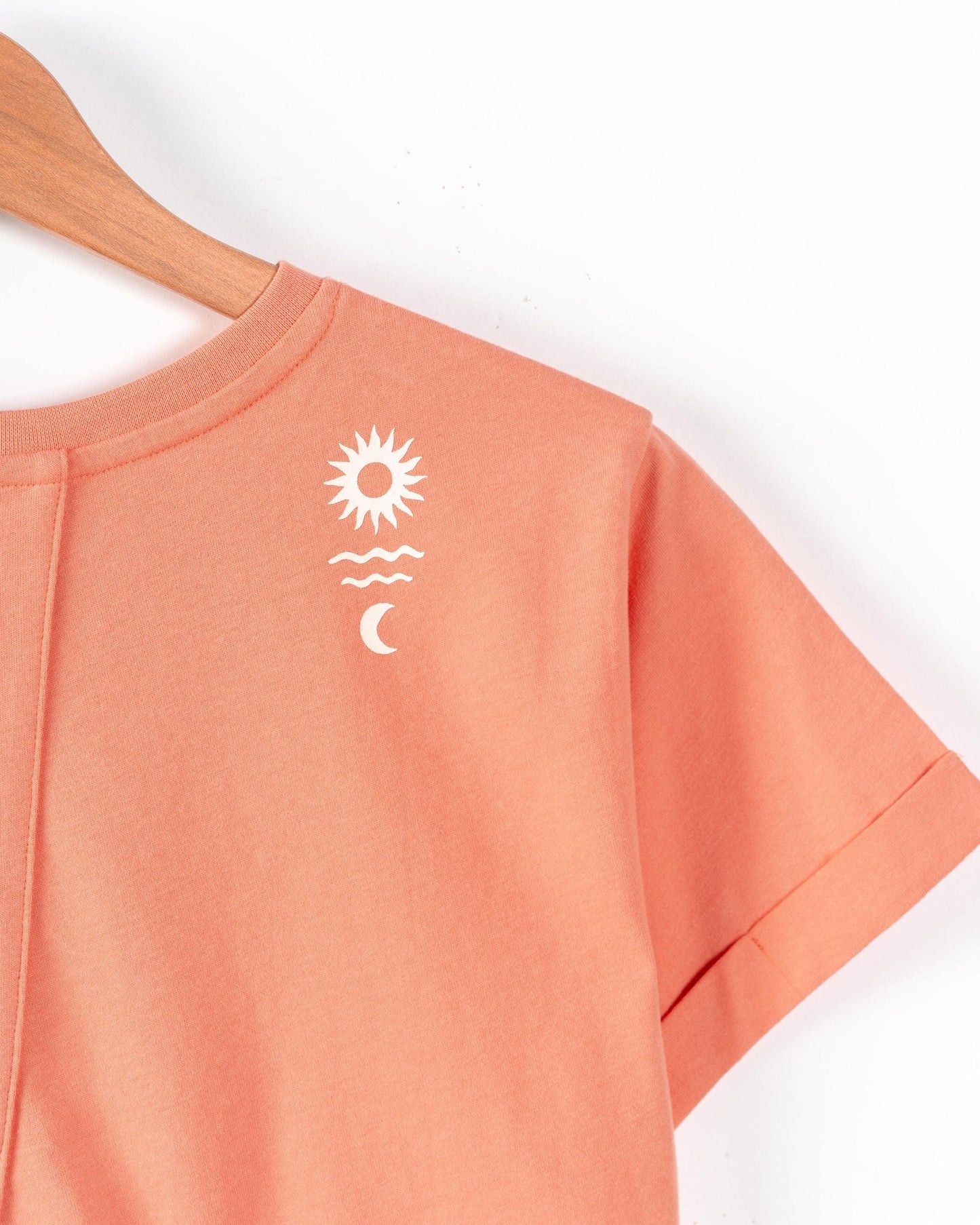 Sunrise - Kids Open Back Boxy T-Shirt - Coral