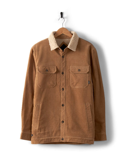 Zeke 2 - Mens Sherpa Lined Corduroy Shacket - Brown