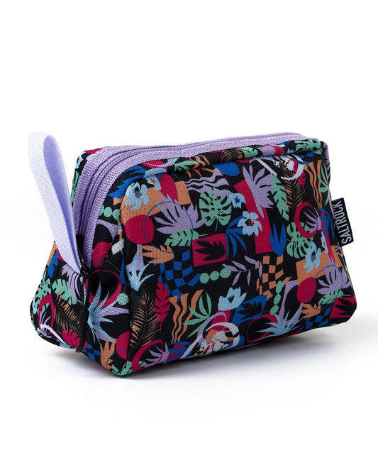 A small Zephyr - Pencil Case - Black with a colorful print on it.