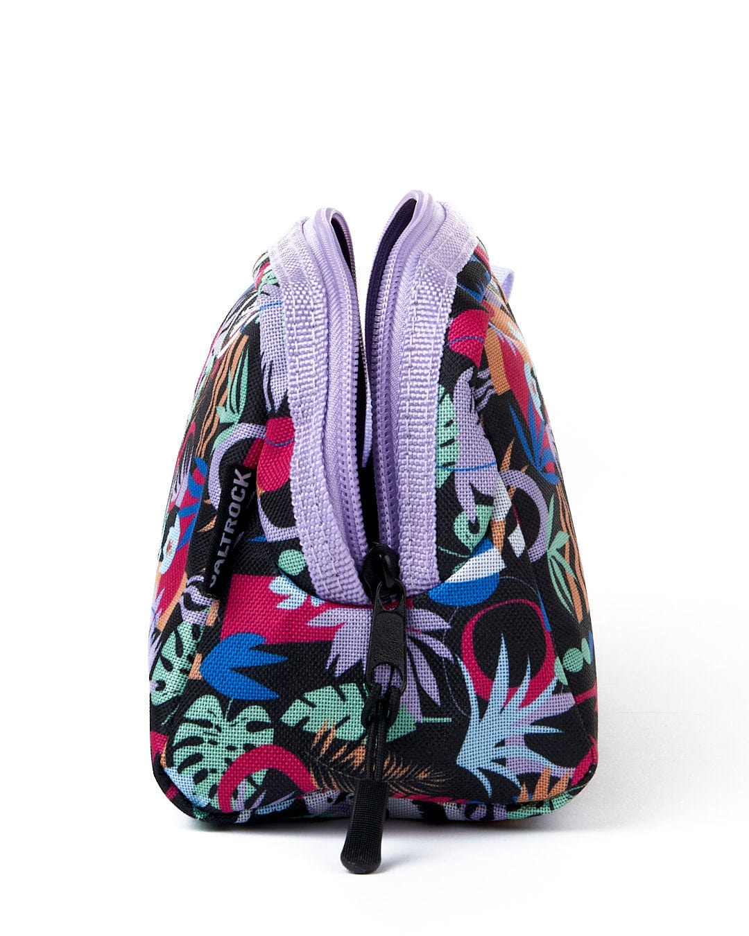 A small Zephyr pencil case with a tropical print. Brand: Saltrock.