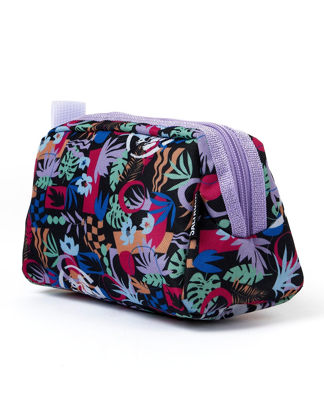 A Zephyr - Pencil Case - Black by Saltrock with a tropical print on it.